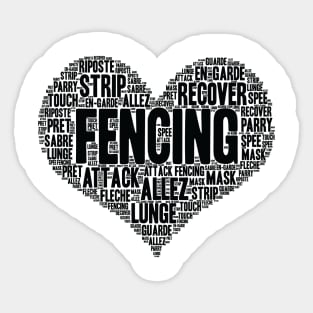 Fencing Heart Saber Epee Fence Gift print Sticker